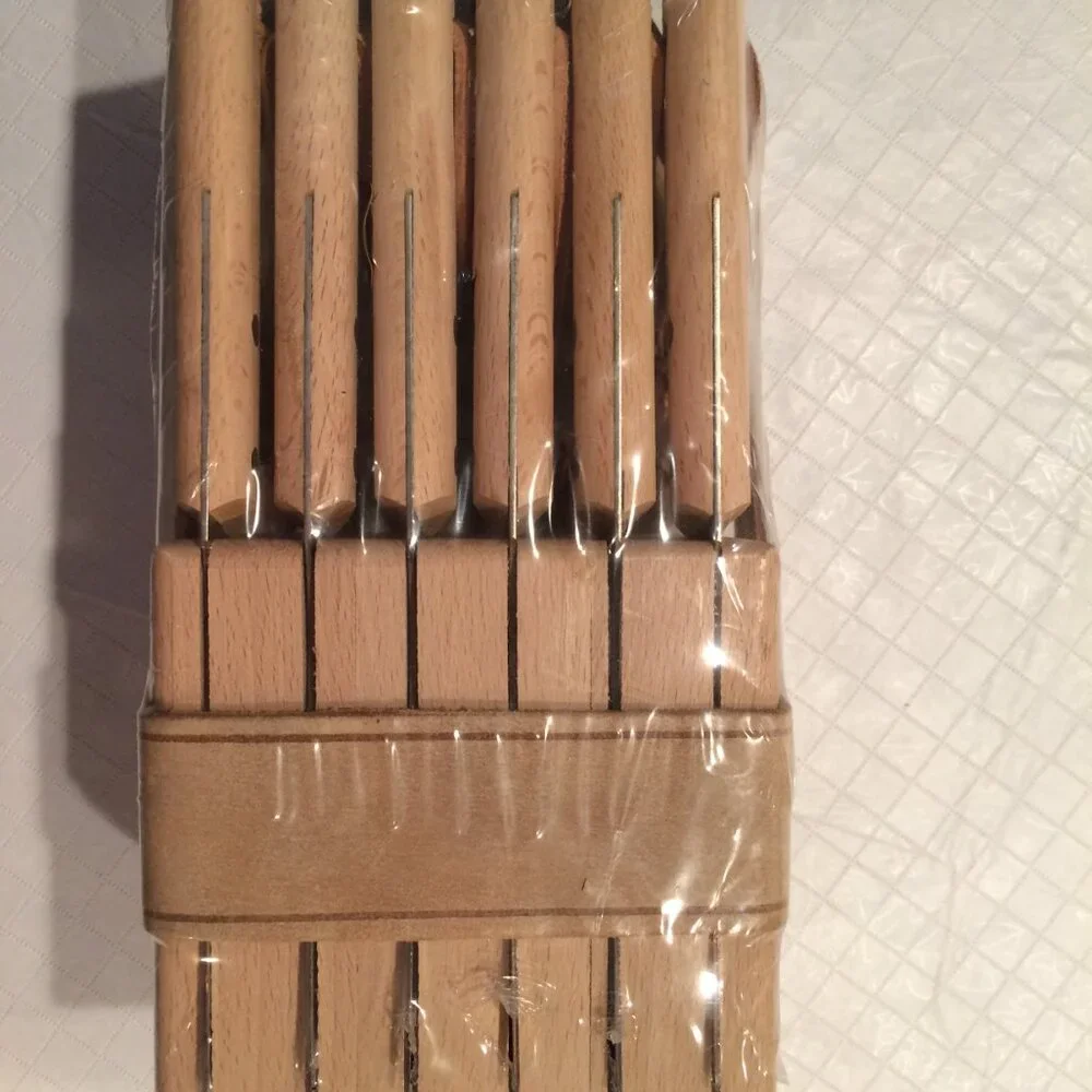Thiers DUROL France Set of 12 Piece Steak Forks and Knives leather in Wood Block